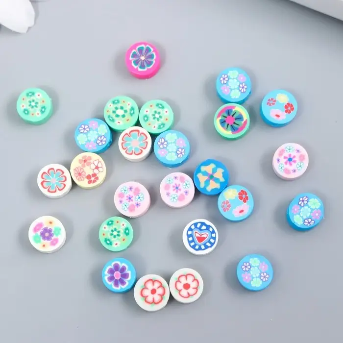 Бусины для творчества PVC "Цветочки на полянке" набор 25 шт 0,5х0,9х0,9 см