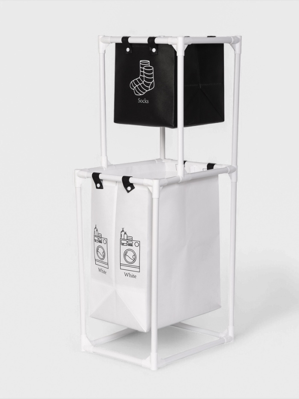 Корзина для белья складная 28х39х95 см, цвет черный, белый Корзина для белья складная 28х39х95 см, цвет черный, белый