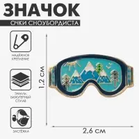 Значок &laquo;Очки сноубордиста&raquo; виды, цветной в золоте