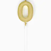 Свеча для торта &laquo;Элемент&raquo;, цифра "0" золотая