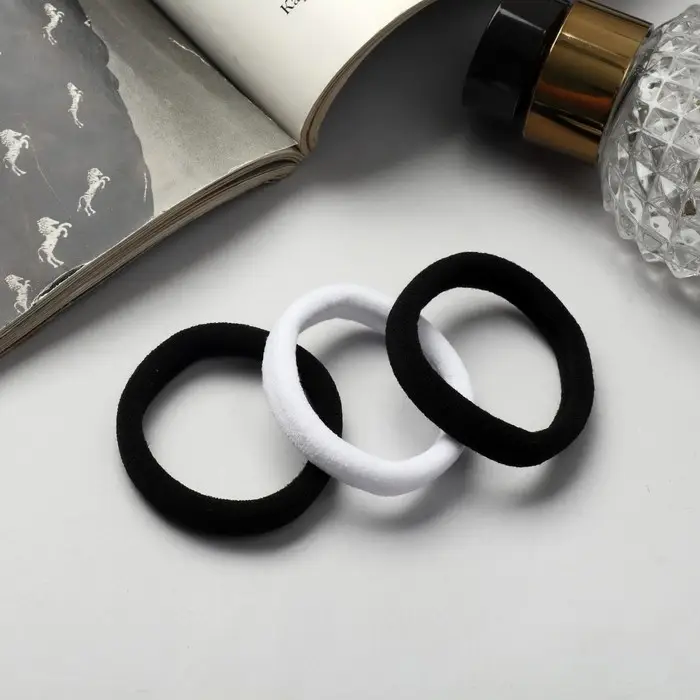 Резинка для волос Резинка для волос "Трио" (набор 3 шт) классика, 5,5 см, чёрно-белый