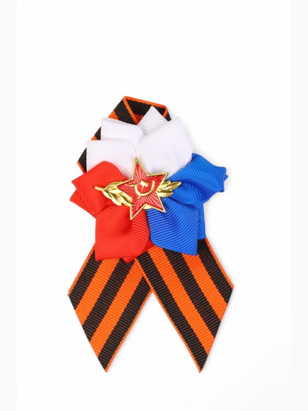 Георгиевская лента на 9 мая «Красная звезда», с булавкой Георгиевская лента на 9 мая «Красная звезда», с булавкой