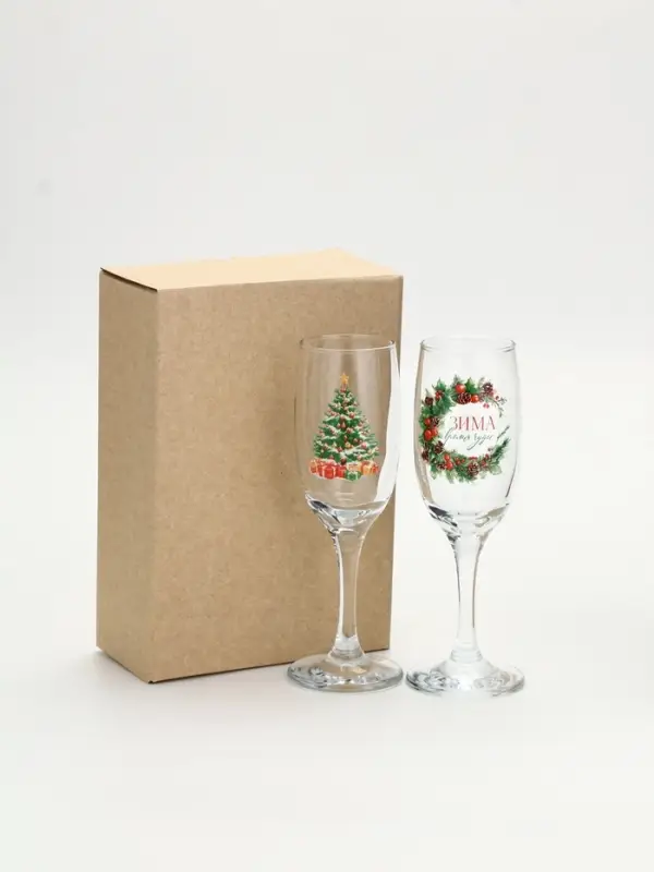 Бокалы для шампанского новогодние «Новый год», 2 шт. по 170 мл Бокалы для шампанского новогодние «Новый год», 2 шт. по 170 мл