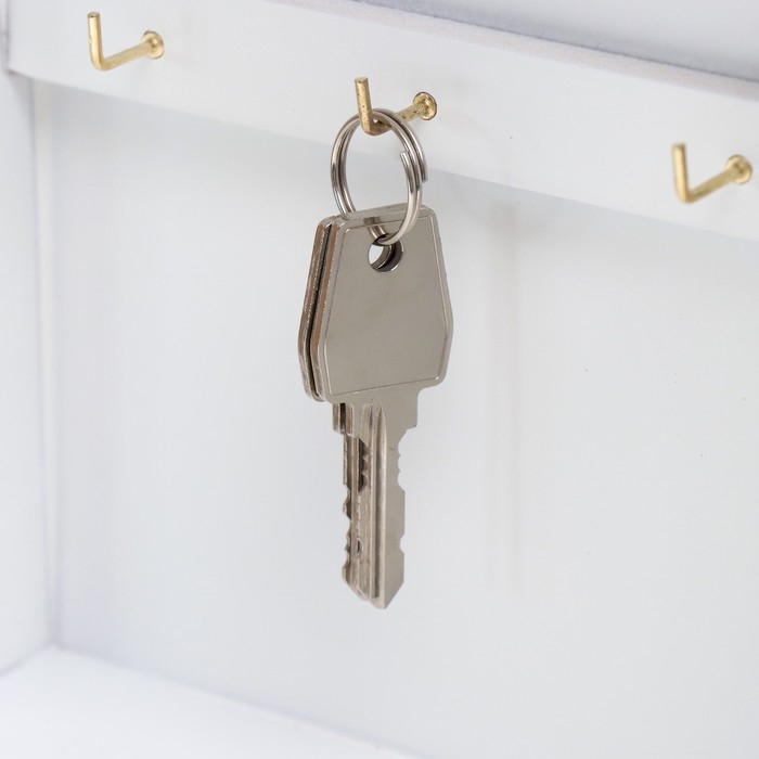 Ключница дерево 6 крючков Ключница дерево 6 крючков "Два сердца и рогожка" 26х19х5,8 см