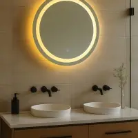 Зеркало интерьерное настенное, с подсветкой, с сенсорной кнопкой, 50&times;50 см