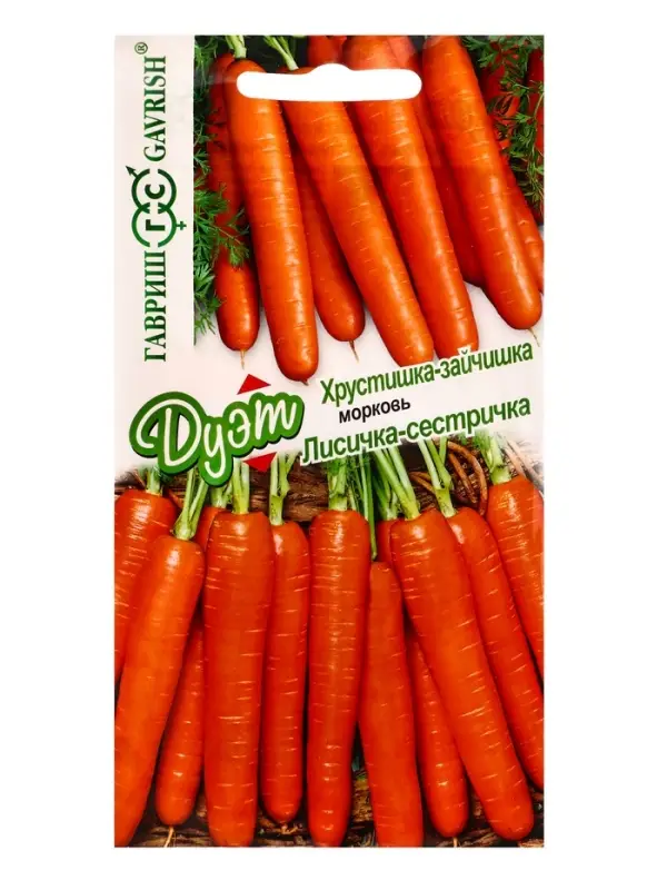 Семена Морковь Лисичка-сестричка 2,0 г+Хрустишка-зайчишка 2,0 г автор. серия Дуэт