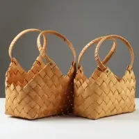 Корзина плетёная для хранения, секвойя, натуральная, набор 2 шт.