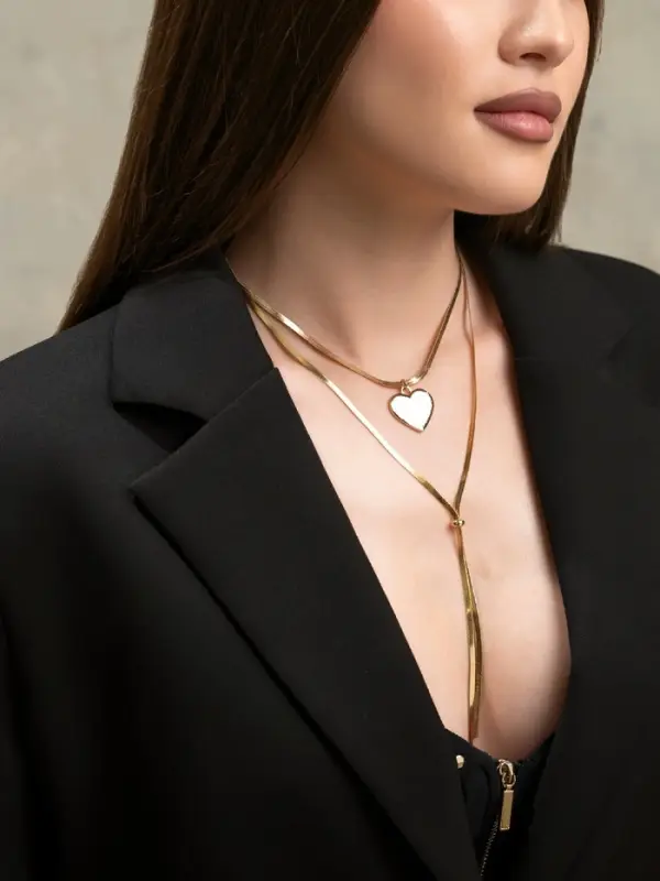 Кулон на затяжке многослойный &laquo;Медальон сердце&raquo;, 2 яруса L=40, 70 см, медь, цвет золото