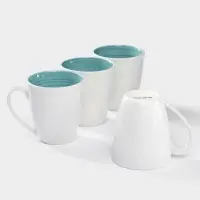 Кружки Доляна &laquo;Палитра&raquo;, 350 мл, 4 шт., фарфор, белые, бирюзовые