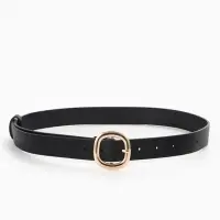 Ремень женский, 2.8&times;107 см, 1 прокол, золотистая пряжка, чёрный