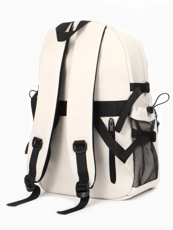 Рюкзак школьный, с мягкой спинкой, 2 отделения, 5 карманов, 30&times;14&times;45 см, бежевый, белый