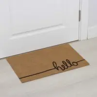 Коврик придверный Доляна Hello, без окантовки, 40&times;60 см, бежевый