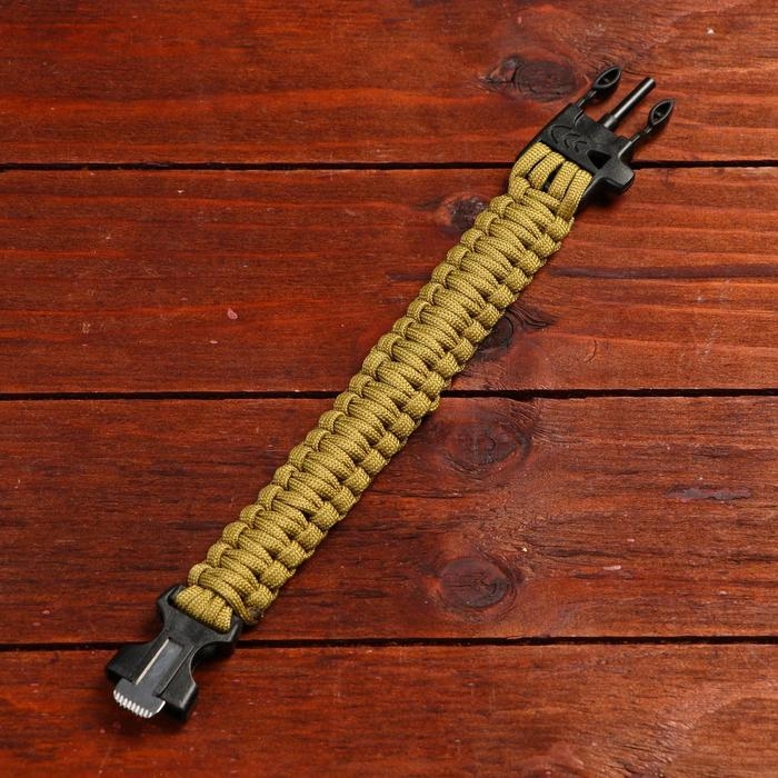 Браслет для выживания 3в1 (паракорд 2 м, свисток, огниво), 25.5 × 2.5 см, 3 м