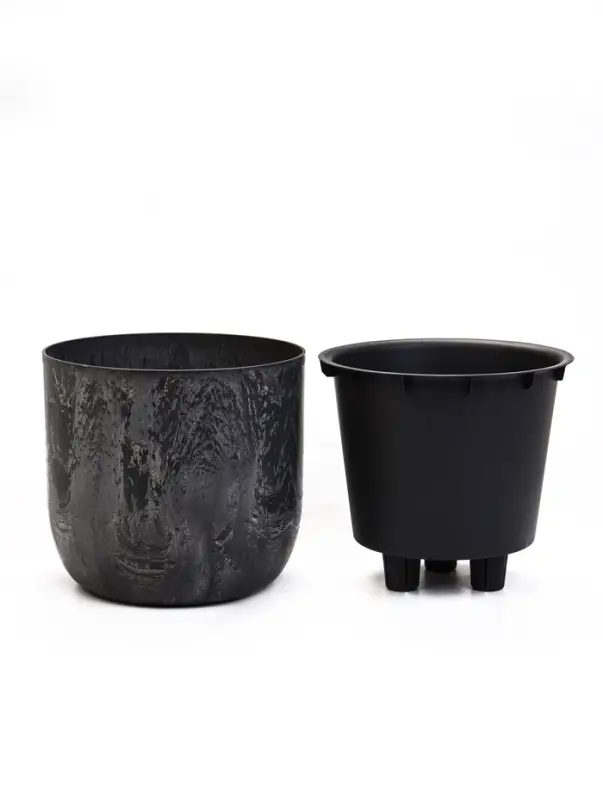 Кашпо со вставкой 1,9 л d18 см h16,5 см МИКРИТ серый слайн