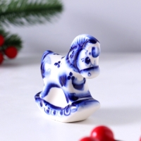 Сувенир Конь-качалка, 7х7х2,5см, гжель
