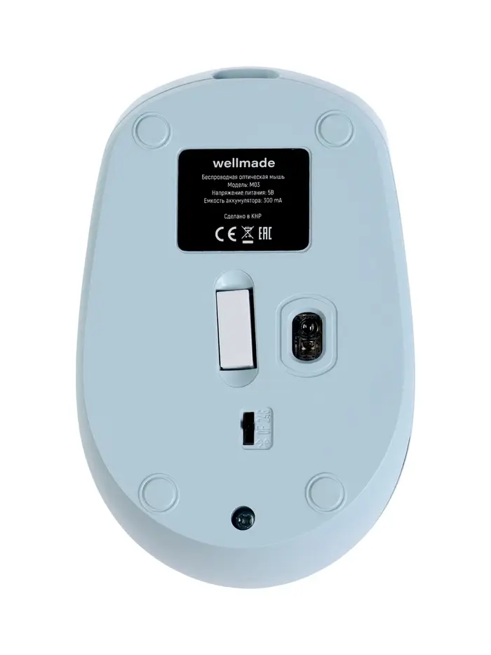 Мышь WELLMADE M03, беспроводная, оптическая, 1200 dpi, голубая Мышь WELLMADE M03, беспроводная, оптическая, 1200 dpi, голубая
