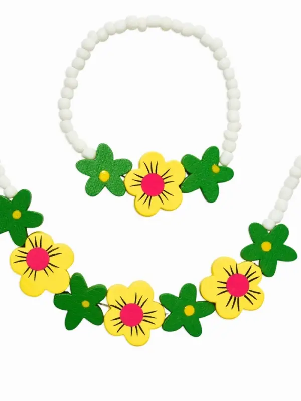Набор детских украшений &laquo;Выбражулька. Цветы&raquo;, 2 предмета: бусы 35 см, браслет, d=5 см, цветной