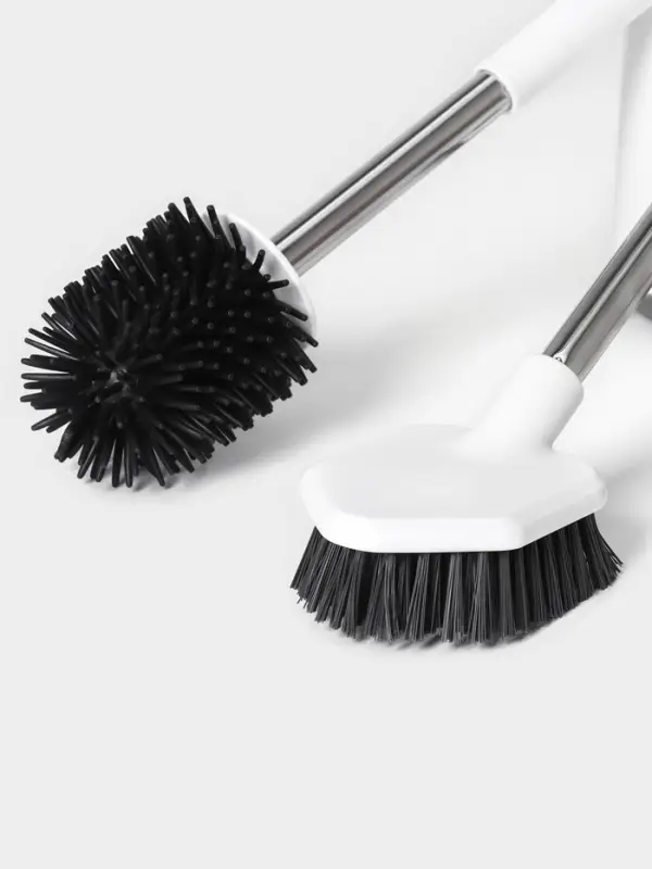 Ёршик для унитаза SAVANNA, силиконовый с щёткой, 18.9&times;12&times;40.5 см, белый