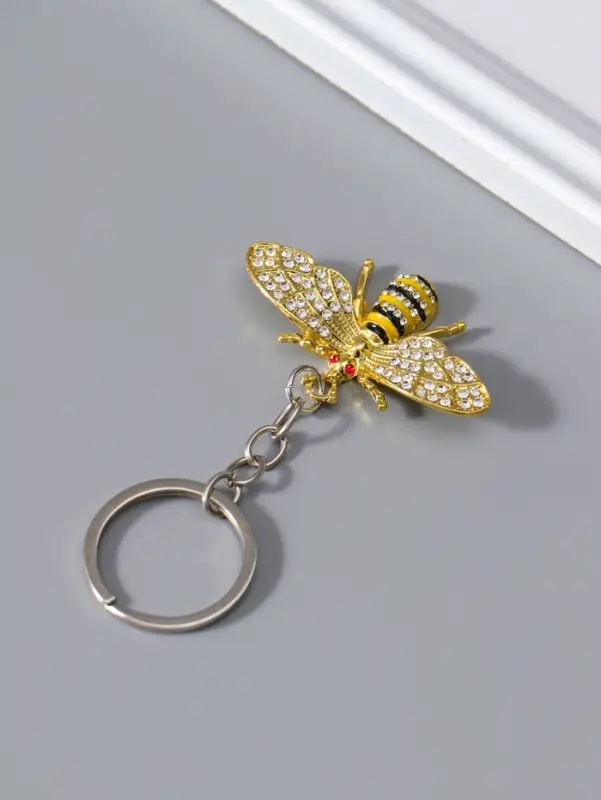 Брелок металл "Пчёлка" стразы 3,2х5,5х0,7 см