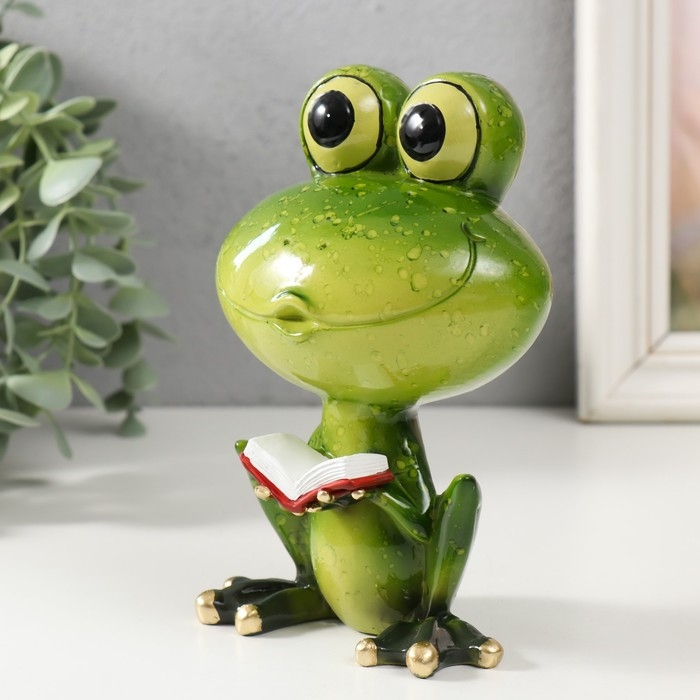 Сувенир полистоун лак Сувенир полистоун лак "Лягушонок с книжкой" 10х7х15 см