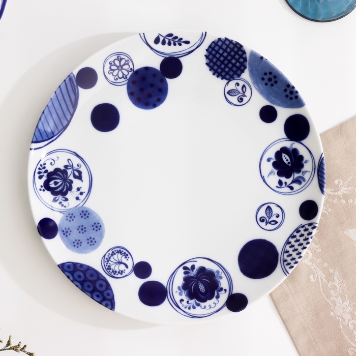 Тарелка Тарелка "Романс мозаика", д-270мм, нео гжель