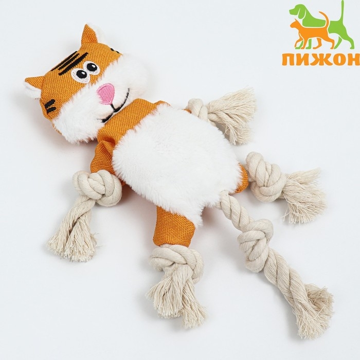 Игрушка текстильная с канатом  Игрушка текстильная с канатом "Котэ" с пищалкой, шуршащая, 26 х 28 см