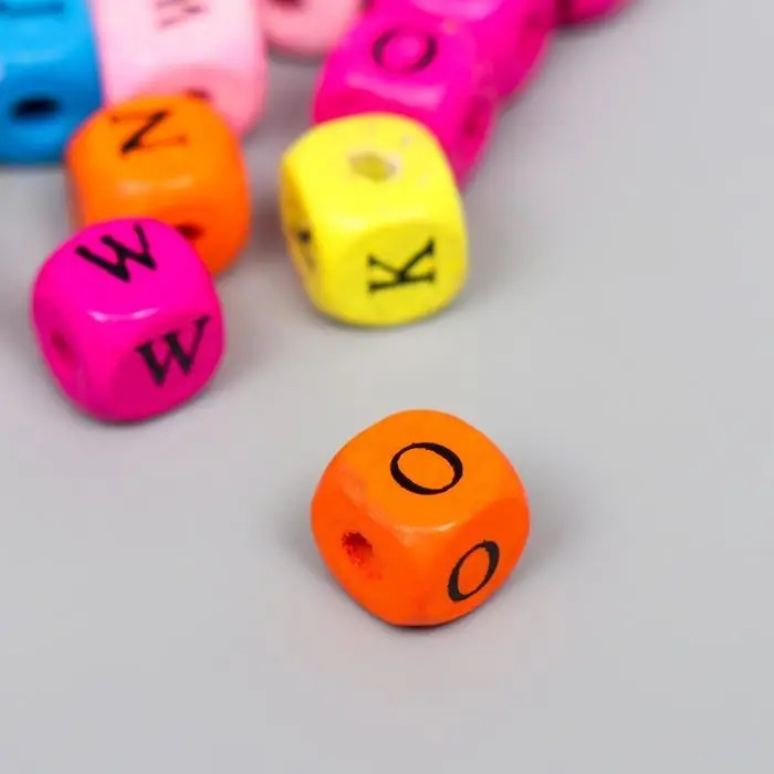 Бусины для творчества дерево  Бусины для творчества дерево "Алфавит на кубиках" набор 30 шт 1х1 см