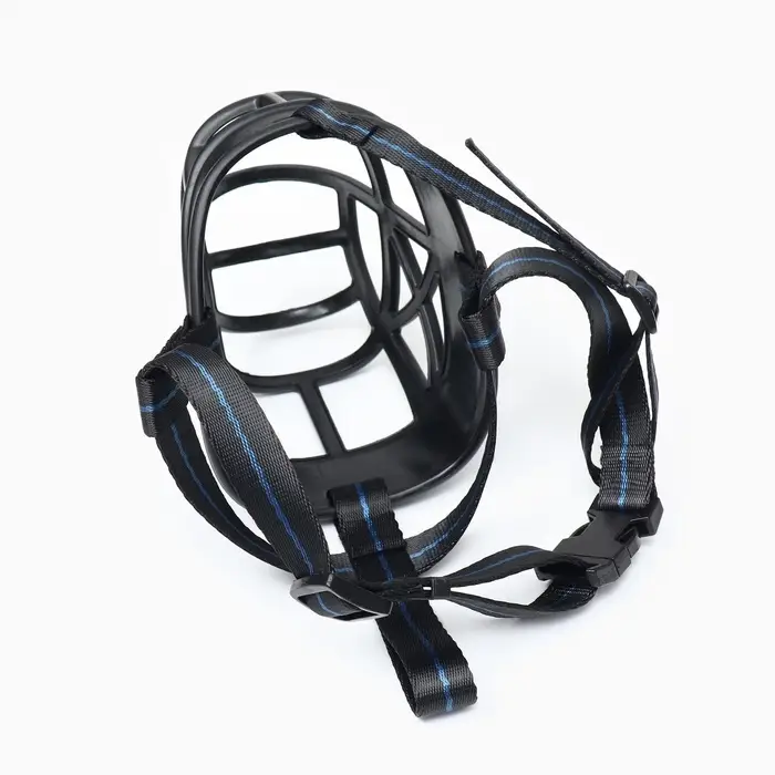 Намордник для собак №6, ДН 13 см, ОМ 41 см, с трехсторонним ремешком, каучук, чёрный