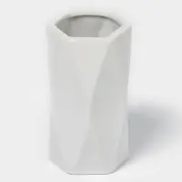 Набор аксессуаров для ванной комнаты Доляна &laquo;Геометрия&raquo;, 4 предмета, дозатор, мыльница, два стакана, белый