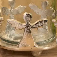 Подсвечник со стеклом "Ангелочки" алюминий 11х11х11 см Подсвечник со стеклом "Ангелочки" алюминий 11х11х11 см