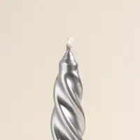 Набор свечей витых, 2.3&times;24.5 см, 5 ч, 50 г, 2 шт., серебряный, в подарочной коробке