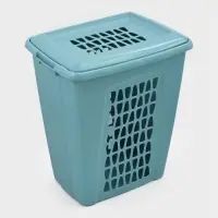 Корзина для белья с крышкой &laquo;Молетта&raquo;, 60 л, 47.9&times;36.9&times;55 см, прямоугольная, бирюзовая