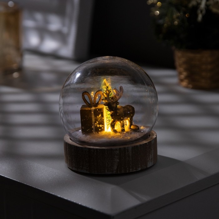 Светодиодная фигура «Шар с оленем» 8 × 8.5 × 8 см, дерево, пластик, батарейки AG13х3 (в комплекте), свечение тёплое белое Светодиодная фигура «Шар с оленем» 8 × 8.5 × 8 см, дерево, пластик, батарейки AG13х3 (в комплекте), свечение тёплое белое