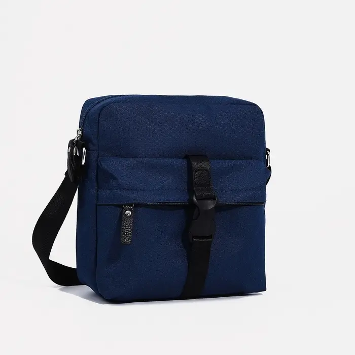 Сумка кросс-боди мужская TEXTURA, на молнии, 3 наружных кармана, 24&times;10&times;28 см, синяя