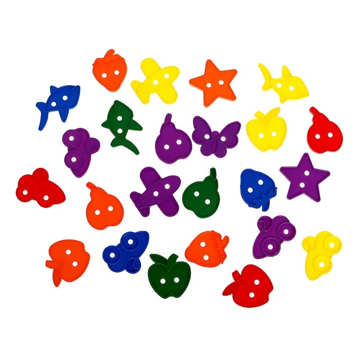 Шнуровка «Весёлые фигурки» в банке, 24 штуки, МИКС, по методике Монтессори Шнуровка «Весёлые фигурки» в банке, 24 штуки, МИКС, по методике Монтессори