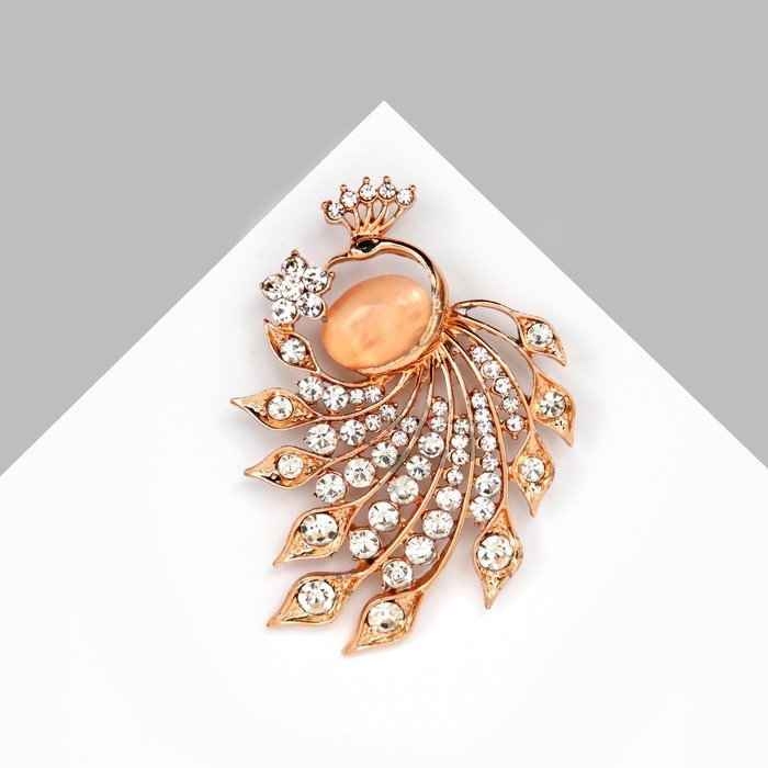 Брошь &laquo;Жар-птица&raquo;, цвет белый в золоте