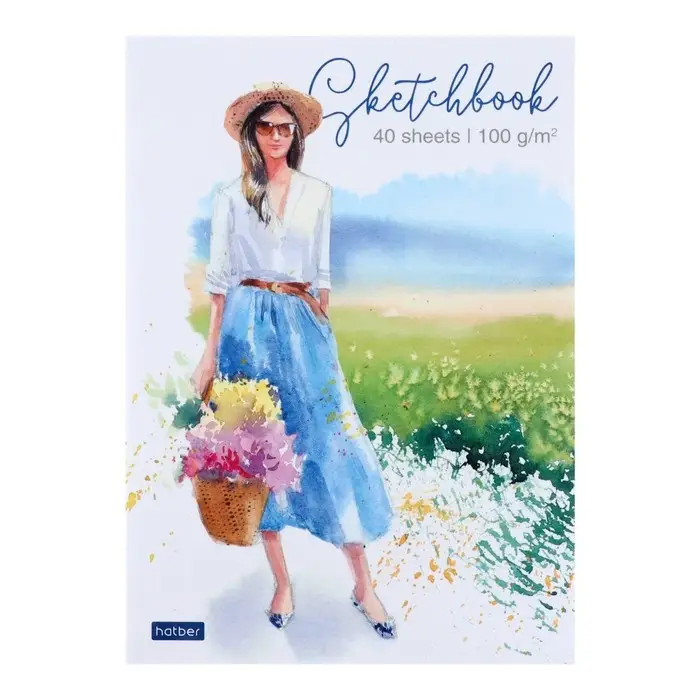 Скетчбук А5, 40 листов, на склейке, Скетчбук А5, 40 листов, на склейке, "Красота мгновения", обложка мелованная бумага, жёсткая подложка, блок 100 г/м²