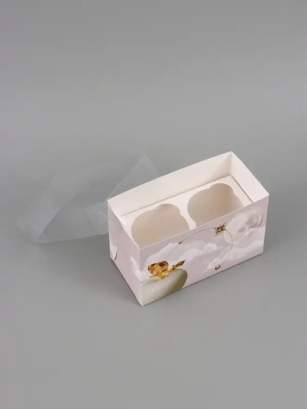 Коробка для капкейков, кондитерская упаковка двухсторонняя, 2 ячейки, &laquo;Эдем&raquo;, 16&times;8&times;10 см