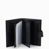 Портмоне мужское на кнопке, 3 в 1, для автодокументов и паспорта, 2 отдела, для карт, для монет, чёрное