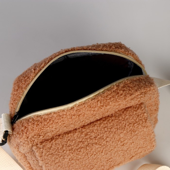 Плюшевая сумка тедди кросс-боди, бежевая