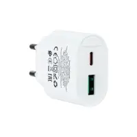 Переходник сетевого зарядного устройства на Type-C PD20W + USB QC3.0  C109A HOCO белый