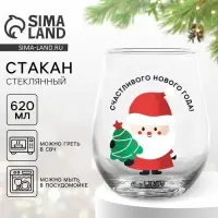 Стакан стеклянный новогодний &laquo;Счастливого нового года&raquo;, 620 мл