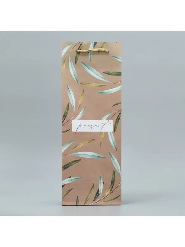 Пакет подарочный под бутылку, упаковка, Present, 36 х 13 х 10 см