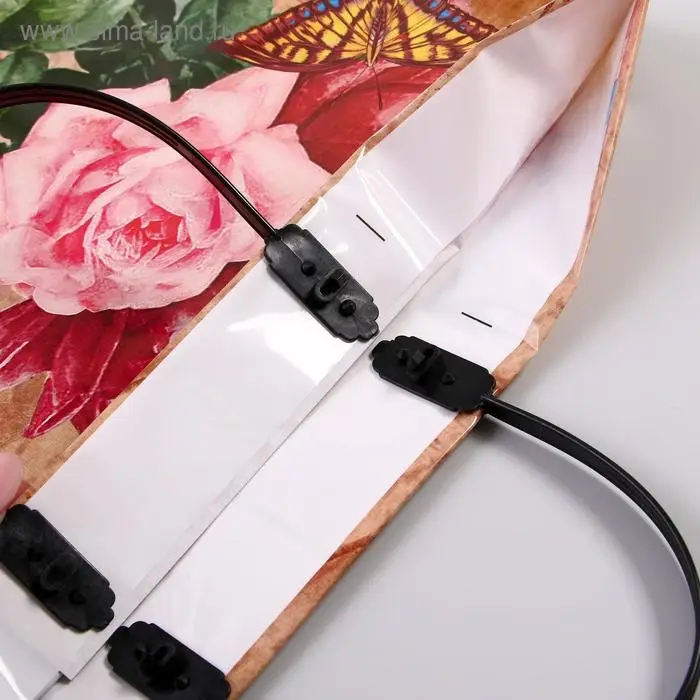 Пакет "Париж с розами", полиэтиленовый с пластиковой ручкой, 37х35 см, 90 мкм