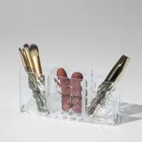 Органайзер для хранения косметики, 3 секции, 18.5&times;5.5&times;8 см, прозрачный