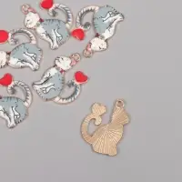 Декор для творчества металл, эмаль "Серый кот с сердечком" 2,5х1,8 см Декор для творчества металл, эмаль "Серый кот с сердечком" 2,5х1,8 см