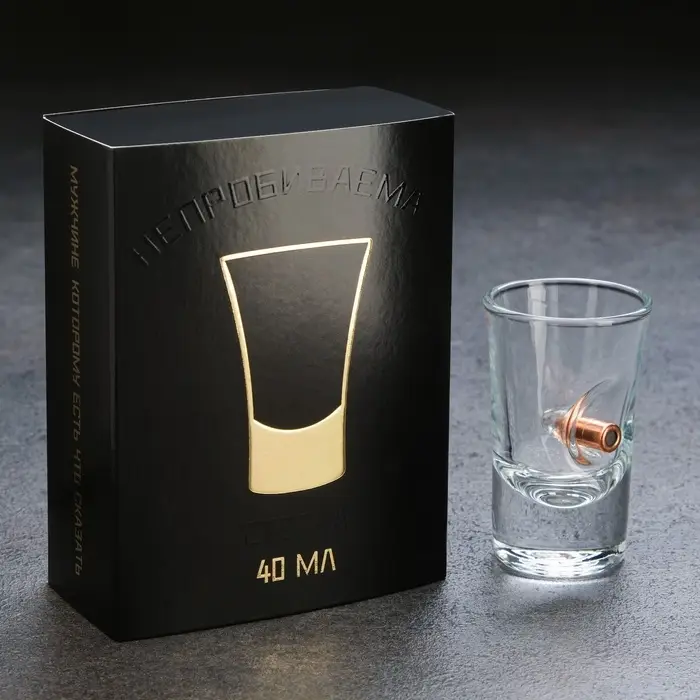 Стопка с пулей &laquo;Непробиваемая&raquo;, в коробке, 40 мл