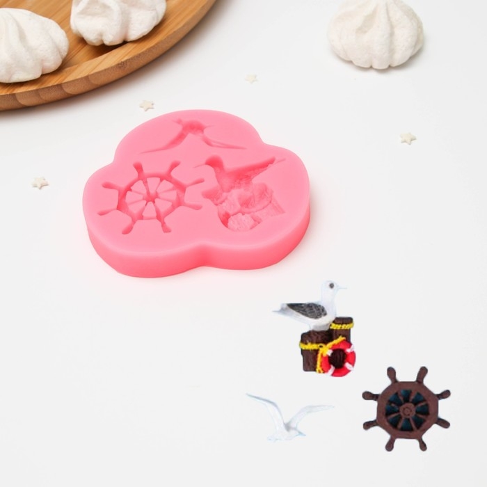 Молд для заливки «Морская чайка», силикон, 9,5×9×1,5 см, розовый Молд для заливки «Морская чайка», силикон, 9,5×9×1,5 см, розовый