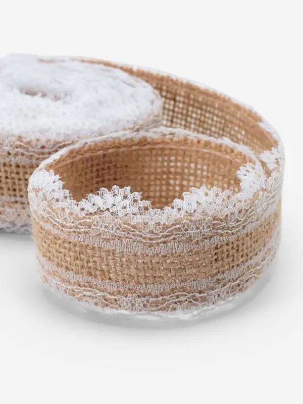 Лента холщовая &laquo;Кружево&raquo;, 37 мм, 4.5&plusmn;0.5 м, белая