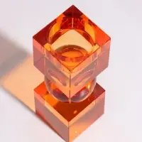Подсвечник хрустальный &laquo;Хайли&raquo;, 4.8&times;4.8&times;13.8 см, янтарный